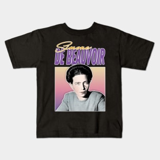 Simone De Beauvoir / Retro Styled Fan Art Design Kids T-Shirt